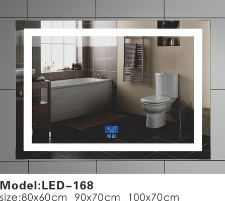 Big / Small Square LED Bathroom Mirror With Lights And Demister Motion Sensor