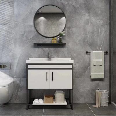 Modern Style Plywood Bathroom Vanity Cabinets With Tops Lighted Makeup Mirror