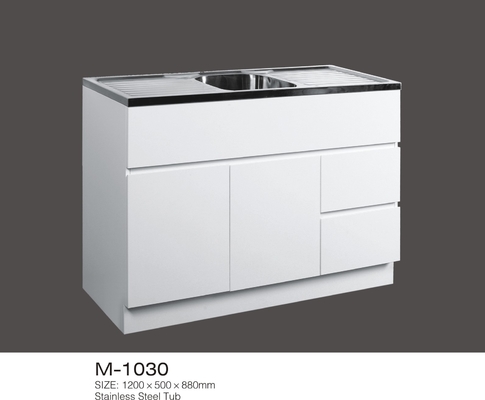 Vanities phòng tắm bằng gỗ công nghiệp, bồn tắm bằng thép không gỉ màu trắng