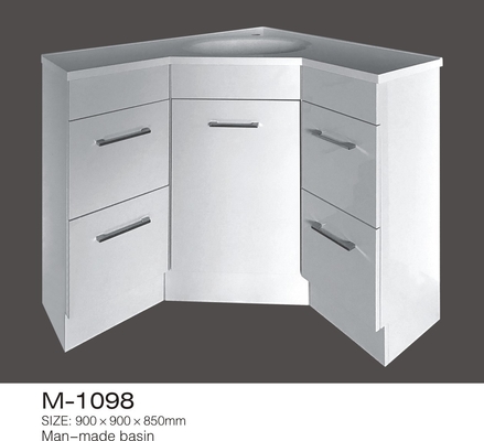 Phòng tắm thủ công MDF Vanity Một cửa Bốn ngăn kéo Lưu vực ở góc giữa