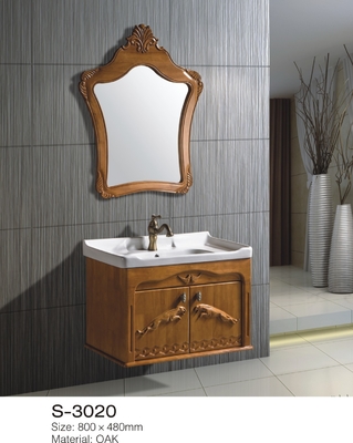 Solid Oak Wood Phòng tắm Vanity tủ với ngọn duy nhất chìm mềm Ngăn kéo đóng