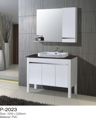 Phòng tắm PVC đau khổ Tủ Vanity gắn trên sàn Lưu vực gốm