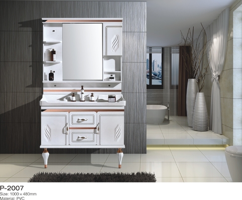 Vanity phòng tắm PVC hẹp, đồng bằng trắng nổi Bảng hai cánh phòng tắm