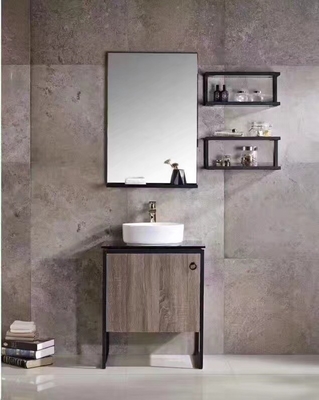 Vanity phòng tắm ván ép nhỏ với bồn rửa chân thép không gỉ