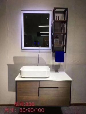 Vanities phòng tắm mộc mạc, Vanity phòng tắm Prefab trắng mỏng với gương LED