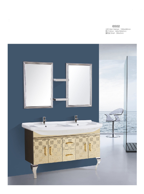 Bồn rửa đôi phòng tắm bằng thép không gỉ Vanity Tủ Gương khảm