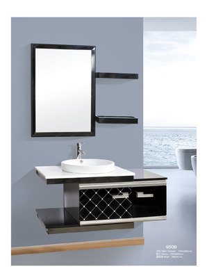 Vanity phòng tắm nổi thép không gỉ, Vanity phòng tắm kim loại màu đen